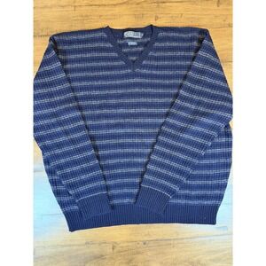 Ralph Lauren VINTAGE V-Neck Men's Lambswool Sweater, Navy Blue, Size XL